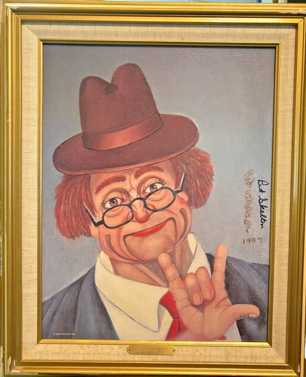 Red Skelton 直筆サインカード Red Skelton Signed I LOVE YOU Framed 1989 Early Canvas /5000