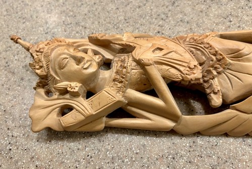 Hand Carved Wood Hindu Goddess Saraswati Figure Four Hands of Learning 12" Tall - Picture 3 of 23