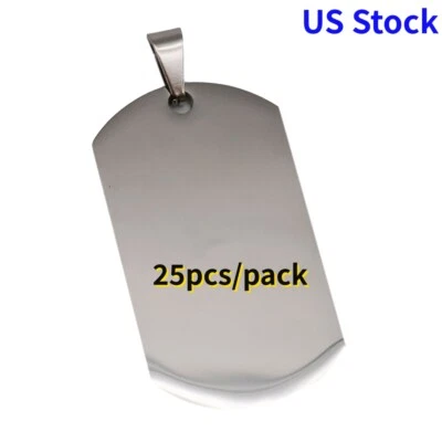 QOMOLANGMA 25pcs Wholesale Army Stainless Steel Military Blank Dog Tags High Quality USA