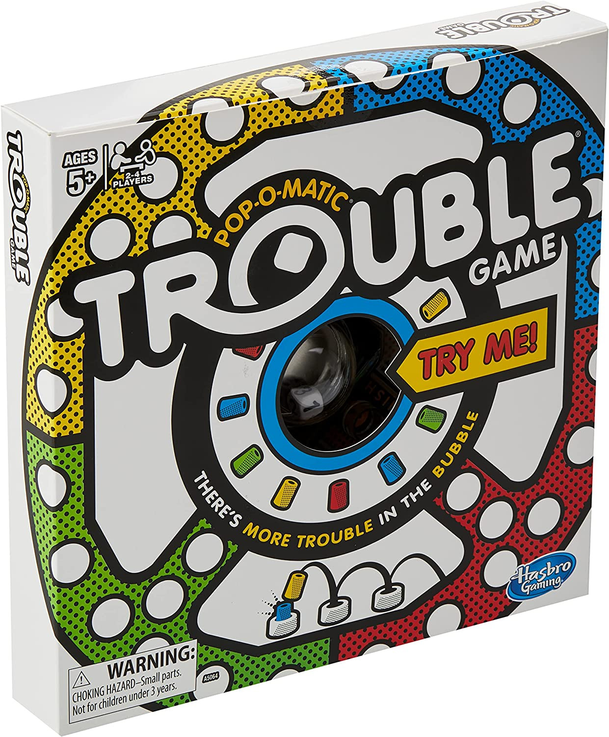  Hasbro Gaming Trouble Board Game for Kids Ages 5 and Up 2-4  Players (Packaging may vary) : Toys & Games