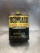 Vtg Simoniz Bodygard Liquid Car Wax Can Original Advertising 50s Yellow Black