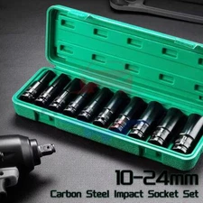 1/2" Deep Impact Socket Set Drive Long Reach Thin Wall Metric Sockets 10mm-24mm