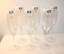 Set of 6 Crystalite Bohemia Champagne Flutes