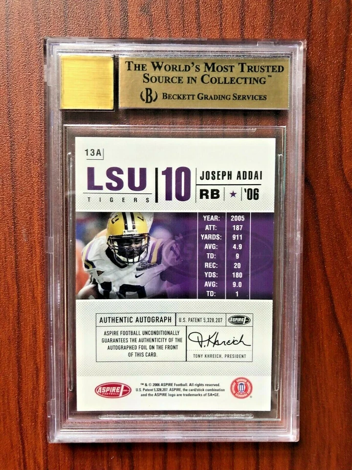 2006 Aspire JOSEPH ADDAI Autograph Rookie Card RC BGS 9.5 w/ 10 9 AUTO LSU - Image 2 of 3