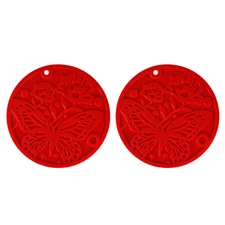2pc Silicone 7-Inch Trivet Mats Heat Resistant Non-Slip Hot Pot Pads for Kitchen