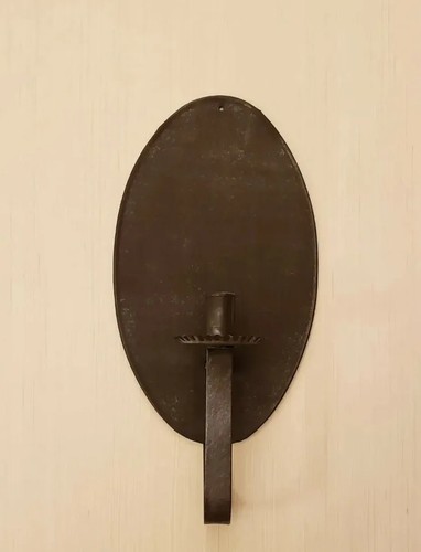 Primitive Handcrafted Early American Colonial Tinsmith WOODBURN CANDLE SCONCE