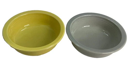 Homer Laughlin Fiesta 8-3/8" Vegetable/Serving Bowls Retired Yellow/Pearl Grey