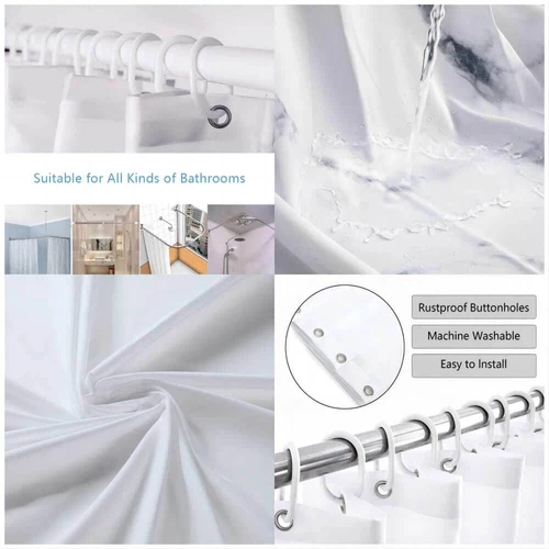 Cute Daisy Art Flower Shower Curtain Garden Waterproof With 12 Hooks Extra Long - Picture 9 of 20