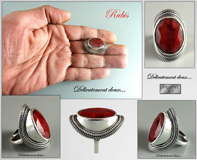 Bague En Argent 925 Et Onyx Vert Ovale - Taille 58 - Neuf Avec étiquettes - Modèle BA-AR-483