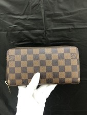 Louis Vuitton Damier Zippy Zip Around Long Wallet Purse Brown Authentic