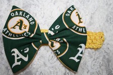 OAKLAND A's BASEBALL Fabric Bow Barrette Headband Infant Toddler Youth