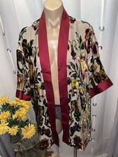 CHICO'S VELVET BURNOUT KIMONO JACKET Open Front Gorgeous Size S/MP
