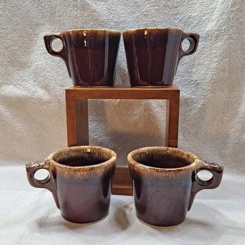 Vintage Hull Pottery Brown Drip Glaze Oven Proof USA Coffee Cup Mug -4 Mint ✅️