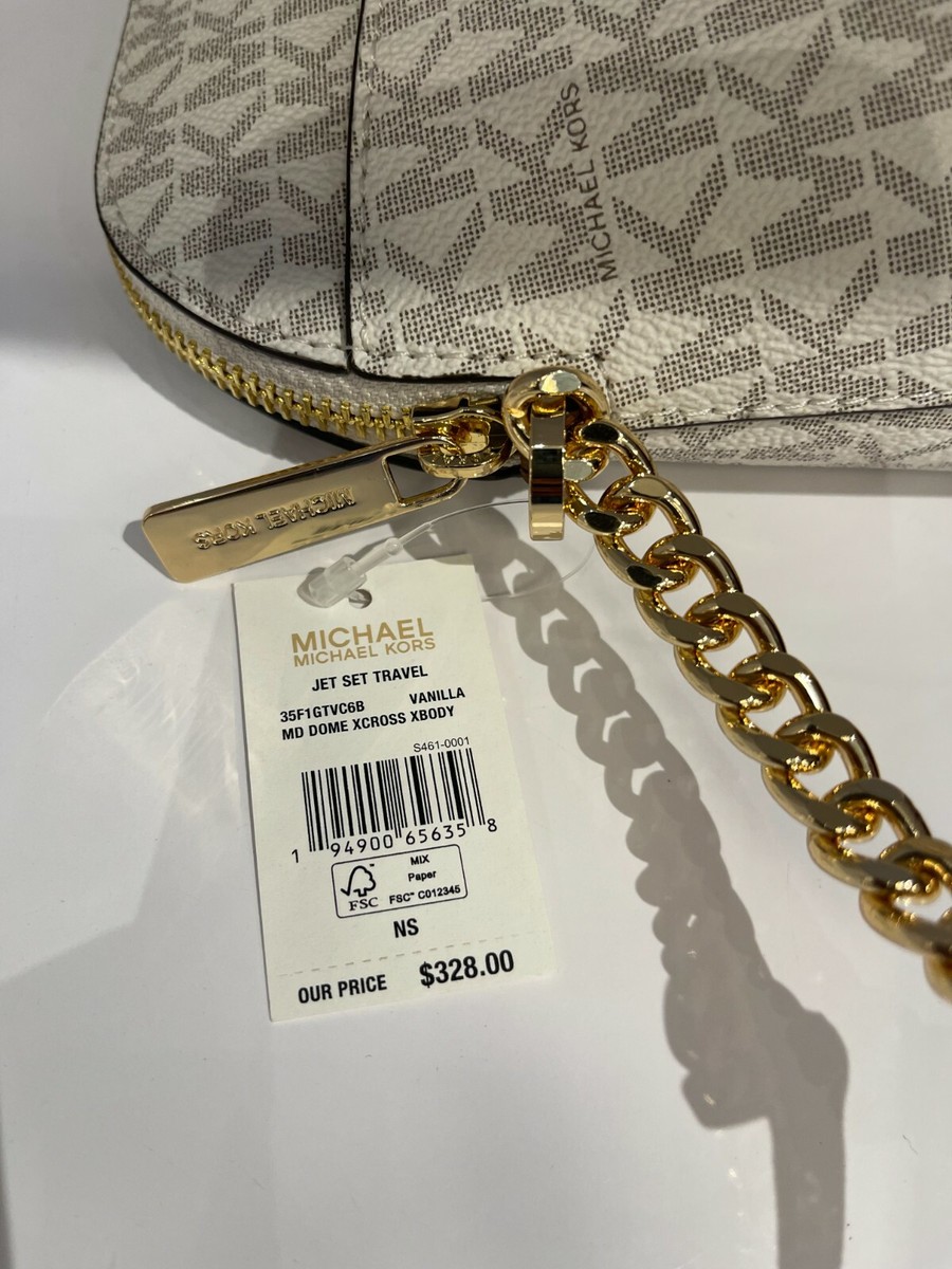 MICHAEL KORS JET SET TRAVEL DOME CROSSBODY SHOULDER BAG MK VANILLA  