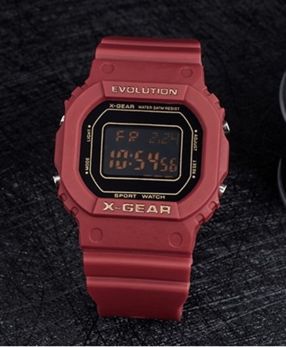 X-GEAR X-1002 Evolution Digital Watch Red w/ Gold Accents NEW - 第 1/2 張圖片