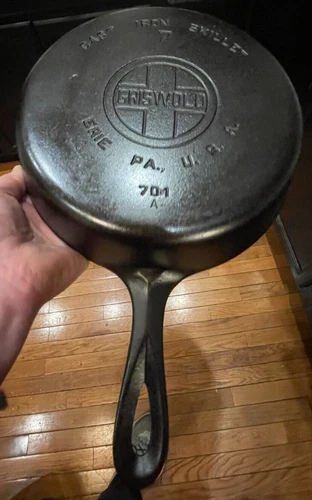 Super Smooth No. 7 GRISWOLD Skillet Large Logo ERIE PA  701 A Restored Vintage