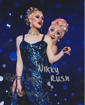 Betty Legs Diamond & Nikky Rush Signed 8x10 Photo ~ Funny Girls Blackpool Drag