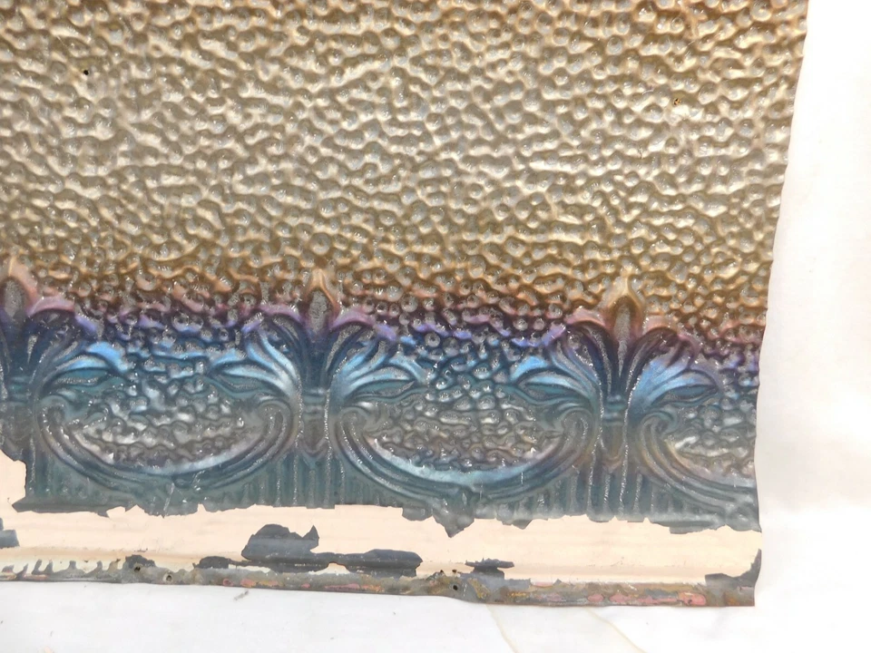 Telha de borda estilo vitoriano Fleur De Lis antiga de 1800 24 pol. TETO DE ESTANHO ORNAMENTADO - Imagem 4 de 4