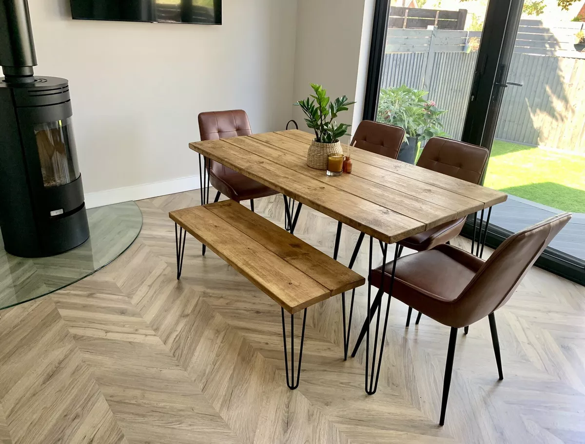 Rustic Dining Table Hairpin legs. Industrial Style. Scandinavian