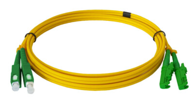 CONBIC  2m Fibre Optic E2000 APC - SC APC Patch Cable OS2 9/125um Fibre Optic Yellow