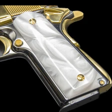 1911 Full Size Polished Mother Of Pearl Grips NEW - Bonus 4 Gold Screws