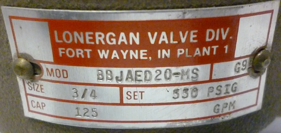 J.E. Lonergan BBJAED20-MS Relief Valve - Image 2 of 4