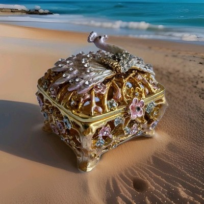 White Peacock Trinket Box
