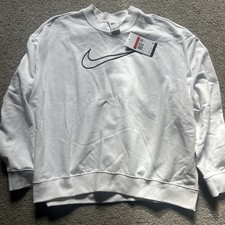 Nike Women's Dri-Fit Get Fit Graphic Crewneck Sweatshirt White Large NWT