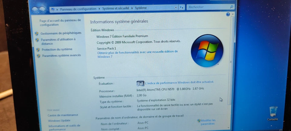 Asus EeePC 1015PN windows 7 250 go 2 hours with charger AZERTY - Photo 4/4