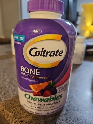 Caltrate Chewables 600 D3 Plus Minerals 155 Count Sugar Free Bone Health 9/26