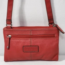 Tignanello Crossbody Handbag Functionista Red Pebble Leather Double Zip