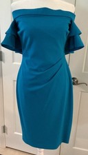 LAUREN RALPH LAUREN Off The Shoulder Tiered Ruffle Dress MSRP $155 Size 4 Teal