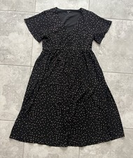 Madewell Flutter Sleeve Button Front Chiffon Midi Dress Confetti Toss Black 4