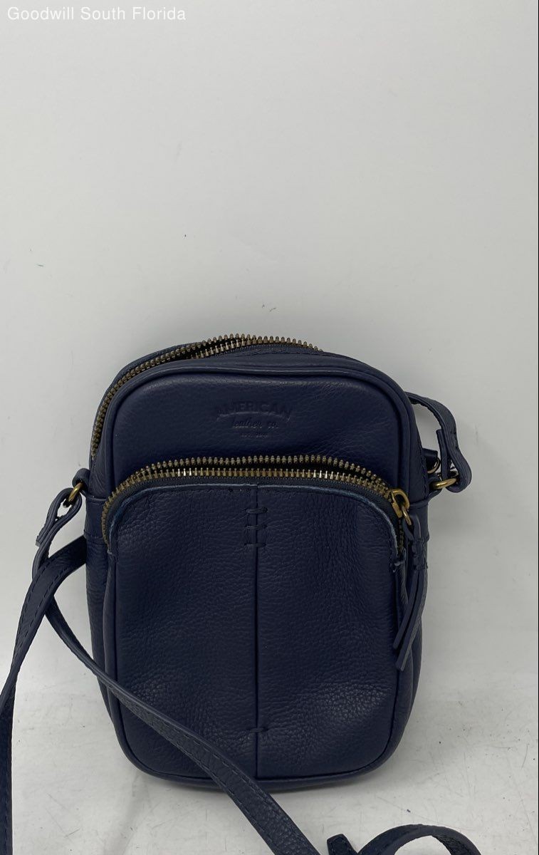 American Leather Co. Womens Cleveland Blue Adjustable Strap Mini Crossbody Bag