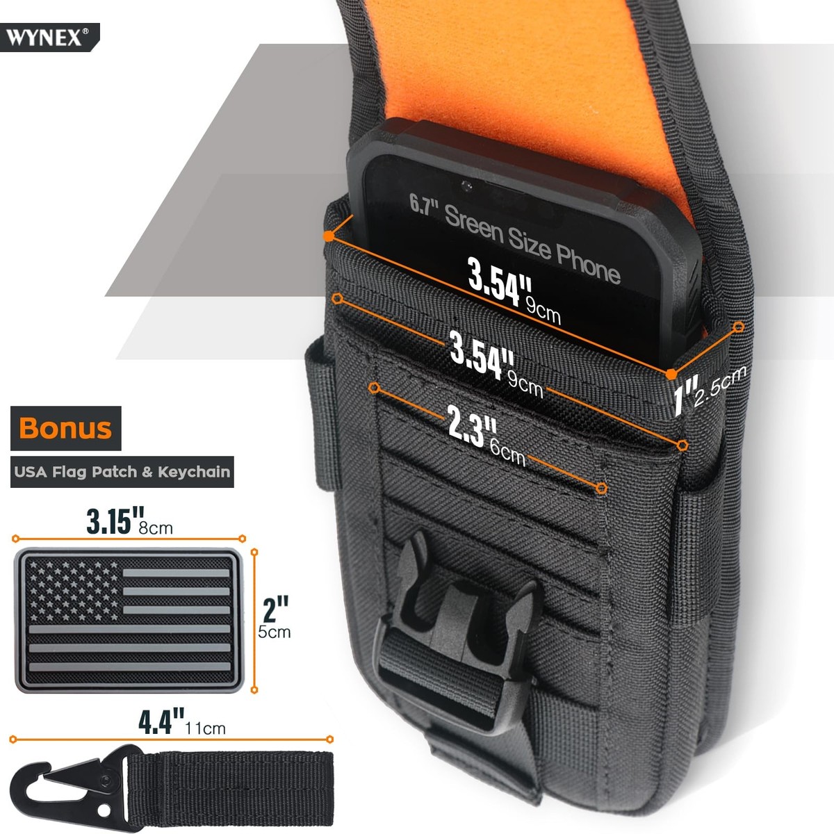 Wynex Custodia Tattica EDC Per Smartphone | Nylon 1000D Con Sistema MOLLE | Due Scomparti Per Telefoni Grandi | Supporto Da Cintura - 3