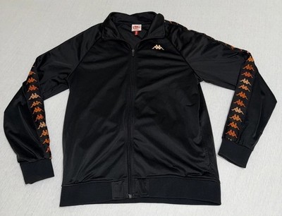 Kappa Black OrangeZip Up Jacket XL Y2K. Men Tape Track Casual Designer Retro VTG