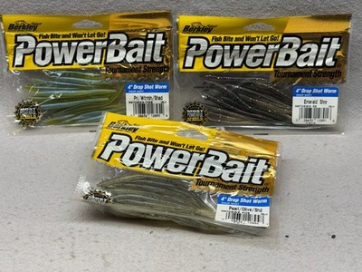 Obsolete Vintage Berkley 4'' Drop Shot Worms (3) 15 packs