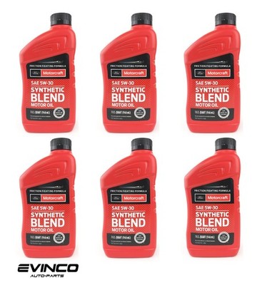 Motorcraft SAE 5W30 Synthetic Blend Motor Oil 6 Quarts Ford OEM Oil Change