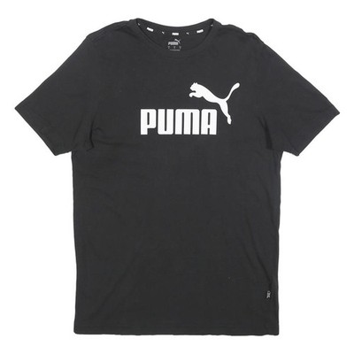 Puma Herren T-Shirt Schwarz S Kurzarm Rundhals Baumwollmischung Logo Grafik