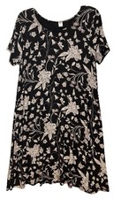 Old Navy Dark Floral Midi Dress Womens Size L Stretch Knit Fairy Grunge Boho