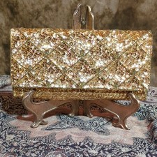 La Regale Gold Geometric Clutch for Special Occasions Vintage