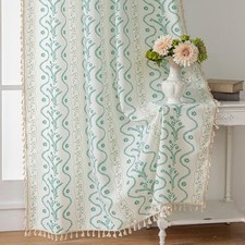 Boho Curtains 84 Inch Long for Living Room, 55"W x 84"L Pack of 2 Teal Green