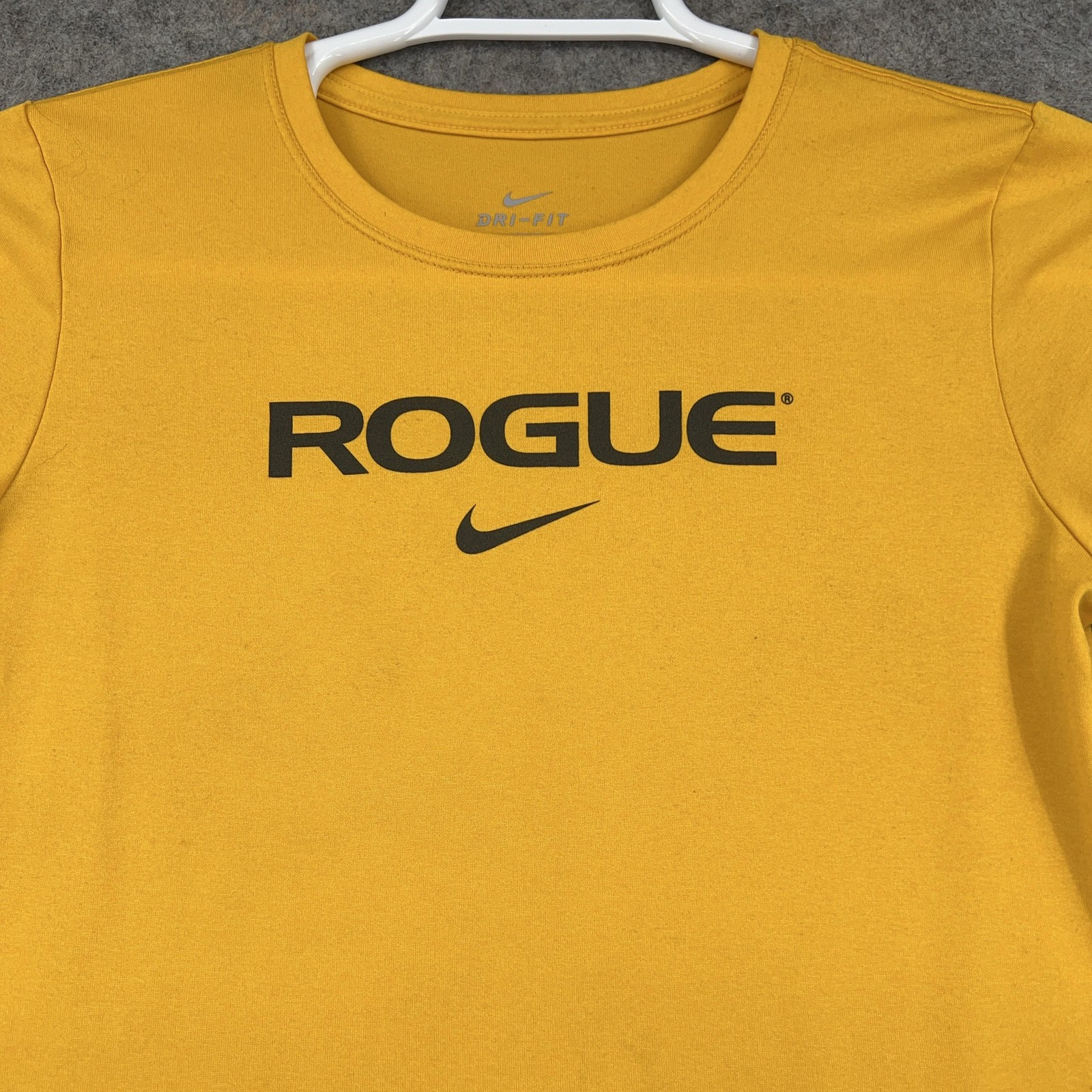 Nike Shirt Womens Small Yellow Rogue Logo Dri-FIT Short Sleeve Athletic thumbnail 2