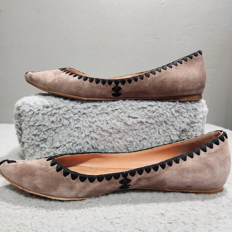 Sigerson Morrison Womens Flat Slip On Pointed Toe Womens Shoes 11 Brown Suede - Image 2 of 4