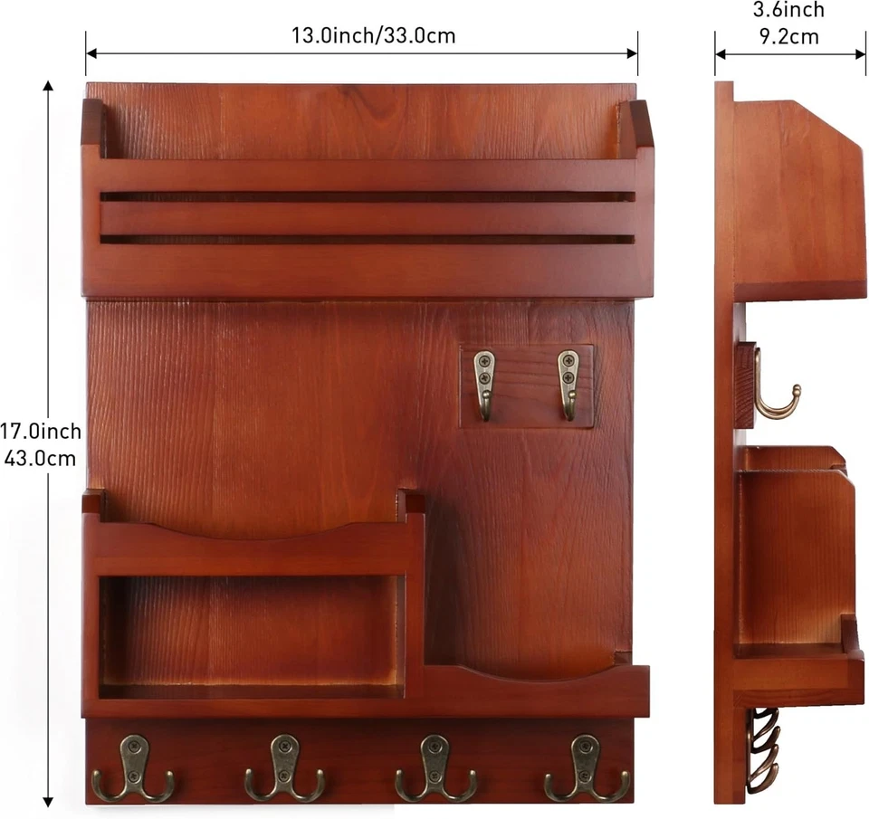 Versatile Rustic Key and Mail Holder with Strong Hooks - Easy Install Solution - Image 4 of 4