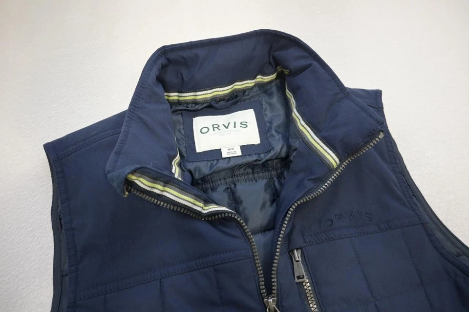 Orvis Insulated Puffer Vest Blue Quilted Full Zip Mens Size Medium - Image 4 of 4