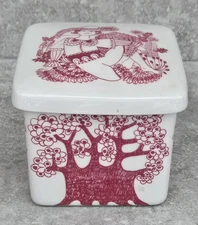 Vtg Mid Century Figgjo Turi Norway 4" Square Covered Cigarette Box FREE US SHIP