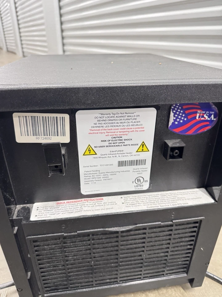 - EdenPURE GEN3 1000 Quartz Infrared Portable Space Heater - - Image 2 of 2