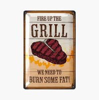 Lanolu Blechschild Bbq Grill KüChe Grillmeister Retro - 20X30Cm