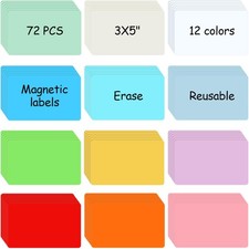 72 Pcs 3" x 5" Dry Erase Magnet Labels Colorful Dry Erase Magnets Reusable Ma...